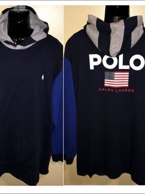 Men's Polo Sport Ralph Lauren Colorblock Flag Hoodie -Size 2XLT